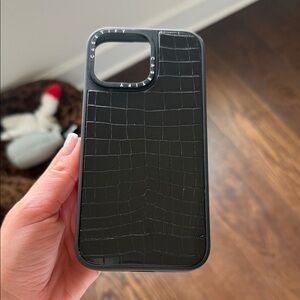 Casetify Black Croc-Embossed Protective Phone Case